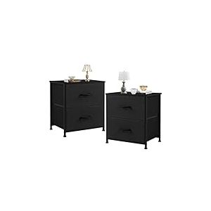 DUMOS Lot de 2 Tables de Chevet en Tissu - Armoire &eacute;troite - Commode de Chambre &agrave; Coucher - Style Industriel - pour Salon, Chambre d'enfant, Couloir