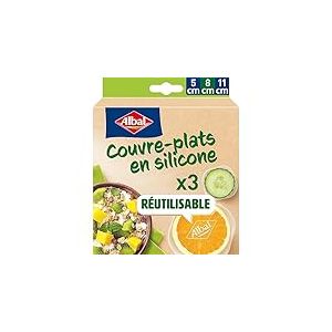 Albal - 3 Couvre-plats en Silicone 5 cm, 8 cm et 11 cm - Réfrigérateur, congélateur et micro-ondes - Extensible et résistant - Réutilisable