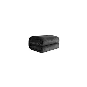 Komfortec Plaid Couverture Polaire Flanelle 450 g/m², Certifié Oeko-Tex Jeté de Canapé 220x240 cm, Flanelle Doux et Chaude, Fourrure Chaud et Doux en Peluche, Anthracite