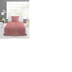 Bierbaum Parure de lit 3000 en Seersucker uni, conçue en Allemagne, Rose 60, 155 x 220 cm + 80 x 80 cm, Taille Confortable