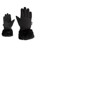 Ziener KWINZ-Z Gants de Ski/Sports d'hiver pour Femme - Poignets en Fourrure synth&eacute;tique - Thermoshield - Imperm&eacute;ables - Noir - 8