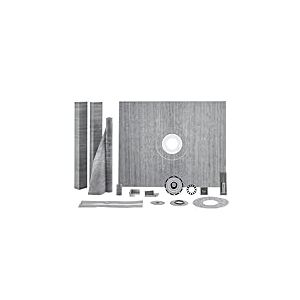 VEVOR Kit de bordure de douche de 121,9 x 152,4 cm avec bride centrale en ABS de 5,1 cm, membrane imperméable, grille et joint d'étanchéité en acier inoxydable, bâtons inclinés pour salle de bain