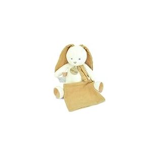 Baby Nat' - Pantin avec Doudou Lapin Nougat - Peluche Lapin en Coton Lange Doux - pour Bébé Garçon ou Fille Dès la Naissance - Jouet d’Éveil Sensoriel - Cadeau Naissance - BN6039