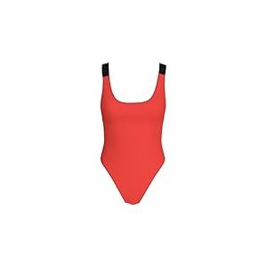 Calvin Klein Maillot de Bain Femme Scoop Back One Piece avec Bretelles Embl&eacute;matiques, Rouge (Flaming Chili), 3XL