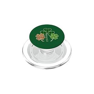 Trois tr&egrave;fles l&eacute;opard Buffalo Plaid Tr&egrave;fle St Patrick Day PopSockets PopGrip pour MagSafe