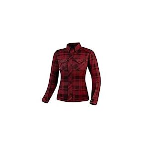 Shima Renegade Lady 2 Chemise Moto Femme - Veste Moto de Flanelle, FiberQL - Aramide et Couche de Refroidissement, Protections CE, Fermeture glissi&egrave;re et Boutons-Pression (Rouge, XXL)
