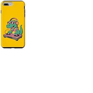 DJ Dino Funny Music Lover Tourne-Disque Dinosaure Coque pour iPhone 7 Plus/8 Plus