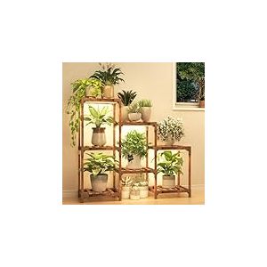 HOMKIRT Support pour plantes d'intérieur et d'extérieur, étagère renforcée de 1,5 m de haut pour plusieurs plantes, grand support de plantes en bois pour coin terrasse, salon, jardin