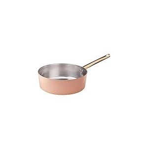 Pentole Agnelli ALCU10720 Casserole basse en cuivre avec poign&eacute;e en laiton, Cuivre lisse &eacute;tam&eacute; &agrave; la main, 20 cm