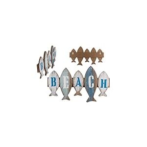 Out of the blue Panneau en bois avec poissons Beach 50 x 28,5 cm