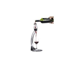 NK Set carafe à vin + support - aérateur de vin avec filtration, matériau acrylique, filtre intégré, support pour verre à vin et sac en tissu, hauteur de 41 cm, noir