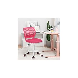 HOMYLIN Lot de 1 Chaise de Bureau pivotante sans accoudoirs pour Enfants avec Assise en Tissu et Dossier en Plastique, siège coloré réglable en Hauteur pour Enfants, étude, Jeux d'enfants, Rose