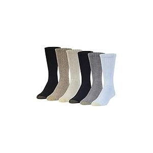 GOLDTOE Harrington Crew Socks, Multipairs Chaussettes d&eacute;contract&eacute;es, Bleu d&eacute;lav&eacute;/Clair (6 Paires), L (Lot de 6) Homme