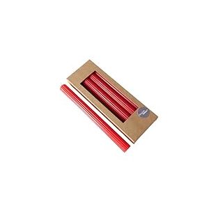 Boltze 2048492 Classic Lot de 4 bougies &agrave; tige en cire, surface stri&eacute;e, design classique, rouge, 25 cm, d&eacute;coration