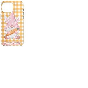 Nain de Jardin Vichy Rose avec Oreilles de Lapin Coque pour iPhone 16 Pro Max