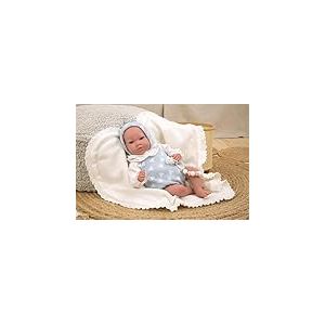 ARIAS ARI98142 Reborn Ian Poup&eacute;e de 40 cm avec Couverture Blanche, b&eacute;b&eacute; avec Corps en Vinyle, p&eacute;nis blonds, v&ecirc;tements Blancs et Roses, t&eacute;tine et t&eacute;tine, Jouet pour Enfants &agrave; partir de 3 Ans