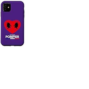 C&oelig;ur de Sapeur Pompier Volontaire France Bleu Blanc Rouge Coque pour iPhone 11