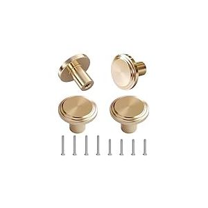MOXYOY 4 Pièces Poignee Meuble Dorée, 25 mm Boutons de Commode Ronds, Boutons de Tiroir en Laiton Doré, Poignées de Porte de Placard à Un Trou, Bouton de Meubles en Or,pour Commode, Armoire, Meuble