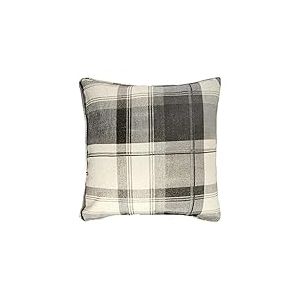 Fusion Balmoral Check Tartan (43 x 43 cm) -100% Coton-Rembourrage Inclus Carreaux Ardoise en Plaid Gris avec Housses Incluses/Inserts de Coussin, Cushion (Filled): 43 x 43cm