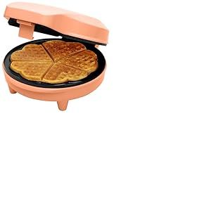 Bestron Gaufrier pour gaufres classiques en forme de cœur, Gaufrier avec revêtement anti-adhésif pour gaufres en forme de cœur, Design rétro, 700 Watts, Couleur: Orange