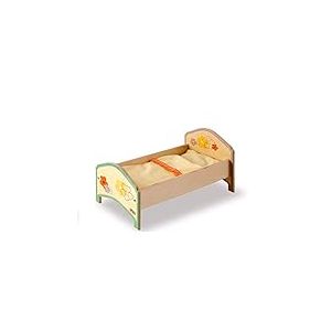 Dida - lit en Bois pour poupées avec Matelas + lit Feuille - Décoration: Fleur