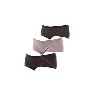DIM Boxer Femme Les Pockets Coton Couleurs & Motifs x3, Lot Noir Logo, S