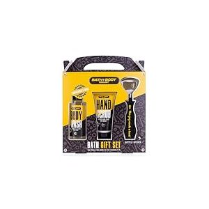 Accentra BATH + BODY TOOLKIT Coffret cadeau pour homme avec décapsuleur – Kit d'entretien pour homme avec gel douche et bain de 100 ml, gommage pour les mains 50 ml au design cool