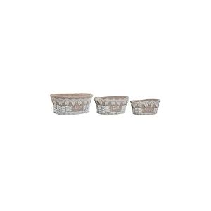 Home ESPRIT Lot de 3 paniers en osier blanc beige 36 x 29 x 15 cm