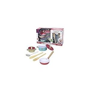 MasterChef Lot de 8 accessoires de cuisine en m&eacute;tal et bois comprenant casseroles, po&ecirc;les, &eacute;cumoires et cuill&egrave;res Famosa (MTE05000)