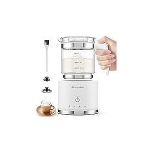Morpilot Mousseur à Lait Électrique 4 en 1, Grande Capacité 500ml 600W Milk Frother en Verre à Mousse de Lait Chaude et Froide et Lait Chaud, Emulsionneur de Lait Divisé pour Cappuccino Macchiato