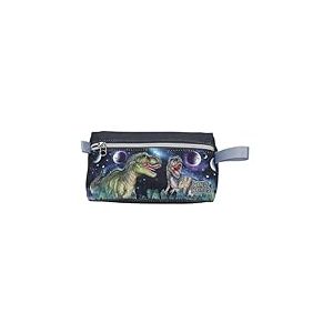 Depesche 13134 Dino World Galaxy - Sac à Dos en Bleu foncé, avec Motif Dinosaures de l'espace, planètes et étoiles, Trousse à Crayons avec Fermeture éclair