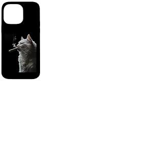 Chat sibérien fume un cigare drôle fumeur de cigare et amoureux des chats Coque pour iPhone 14 Pro Max