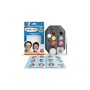 Snazaroo Kit de Maquillage Pour Enfants La Pat' Patrouille Rubble et Zuma - 8 Couleurs, 1 Stencil, 1 Pinceau, 1 Éponge, 1 Guide, Maquillage à Base D'eau, Peinture Pour le Visage, Paw Patrol