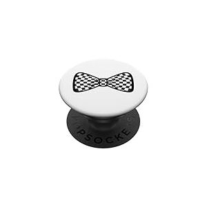 Motif Damier Noir et Blanc avec nœud Coquette pour Fille PopSockets PopGrip Adhésif