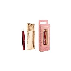 Tweezerman Mini-pincette biseaut&eacute;e (pincette &agrave; sourcils pour une &eacute;pilation pr&eacute;cise avec &eacute;tui en cuir), Vintage Rose