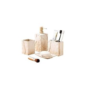 RQYIXI Ensemble Complet d'accessoires de Salle de Bain en céramique 4 pièces de Style rétro Distributeur de Savon et Porte-Brosse à Dents (Marbre Marron)