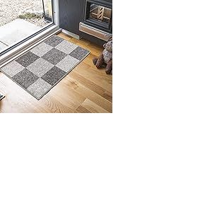 Serdim Rugs SQR 80 x 150 Tapis de Couloir et de Cuisine antid&eacute;rapant au Design g&eacute;om&eacute;trique, Polyamide, Gris-Carr&eacute;, 80x150 cm Rectangle