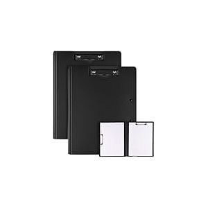 Vonsera 2 Porte Document, Porte Bloc A4 avec Pince, Porte Documents A4 avec Couvercle pour Bureau, Chantier, &eacute;cole, Noir