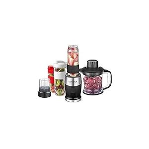 CONCEPT &eacute;lectrom&eacute;nager SM3390 Mixeur smoothie &laquo; FRESH & NUTRI &raquo;, 700 W, noir, 1200 ml hachoir, moulin, 3 recipients en tritan, sans BPA, fonction Pulse, corps caoutchouc + inox, 23 000 tours/min.