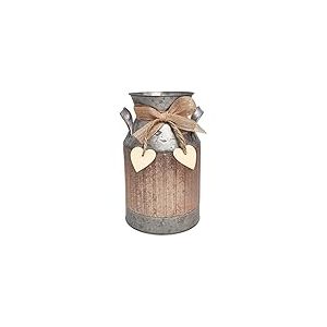 PHILPETY Vase en métal galvanisé en Forme de cœur Style Shabby Chic Marron 22,4 cm de Hauteur