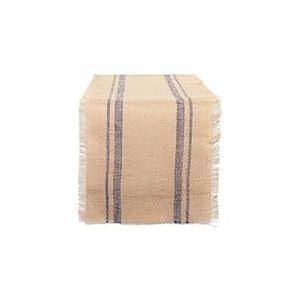 DII Camz38407 minérale Double Bordure en Toile de Jute Chemin de Table, 35,6 x 182,9 cm, Border French Blue, 14" x 72"
