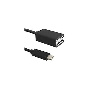 Qoltec 50422 - Câble USB (0,25 m, USB C, USB A, 2.0/3.0 (3.1 Gen 1), connecteur mâle/connecteur Femelle, Noir