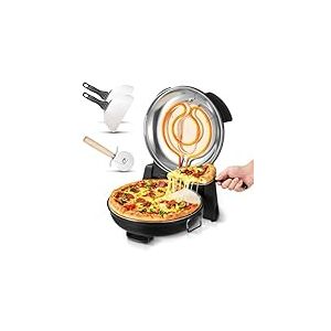 VEVOR Four à Pizza Électrique 305 mm, Cuiseur à Pizza 1200 W, avec Pierre en Cordiérite, 5 Modes de Contrôle de la Température, Hublot pour Une Cuisson Précise, Chauffe jusqu'à 420 °C, Maison Noir