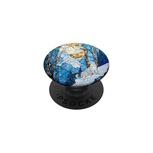 Snow Leopard Paysage d'hiver taché Art Tendance PopSockets PopGrip Adhésif