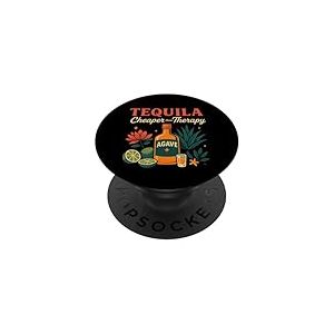 Tequila Is Cheaper Therapy Bouteille d'agave amusante Motif citron vert PopSockets PopGrip Adhésif