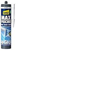 UHU Max Piscine - Colle de montage et mastic d'étanchéité, spécial piscine, sans solvant, résistant à l'eau, blanc, cartouche 425gr