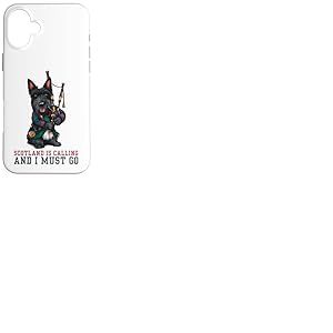 Scotland is Calling and I Must Go Cornemuse Scottish Terrier Coque pour iPhone 16 Plus