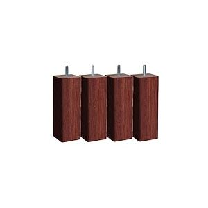 MARGOT 3700527844459 Douceur Scandinave Carré Lot de 4 Pieds de lit Bois Acajou Hauteur 17 cm