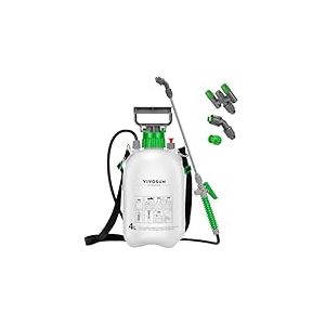 VIVOSUN 4 L Pulv&eacute;risateur &agrave; Pression &agrave; Pompe, Flacon Pulv&eacute;risateur d'eau sous Pression pour Pelouse et Jardin avec 3 Buses d'eau Bandouli&egrave;re R&eacute;glable Soupape de Surpression pour Plantes et Nettoyage