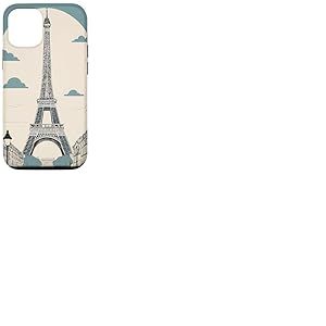 Coque pour iPhone 12/12 Pro Tour Eiffel Graphique Paris Vintage France Love Francophile